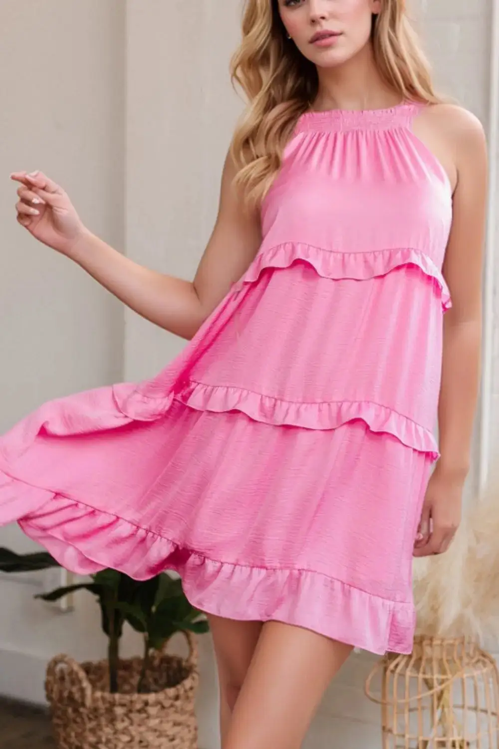Layered Tie Waist Tie Detail Dress