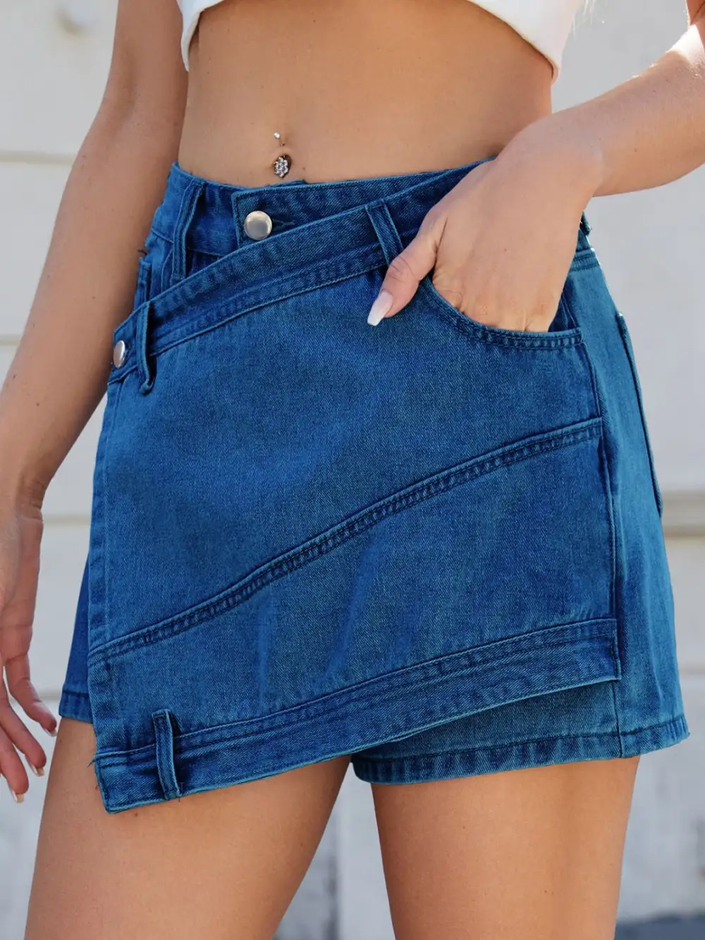 Asymmetrical Denim Pockets Moni Skirt