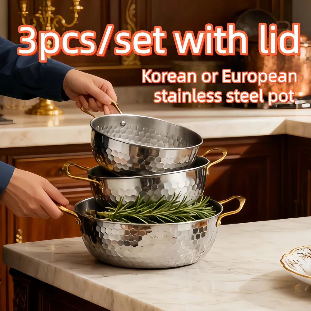 Versatile Stackable Gold Cookware Set, Home Kitchen Helper for Multi-Size Cooking Needs