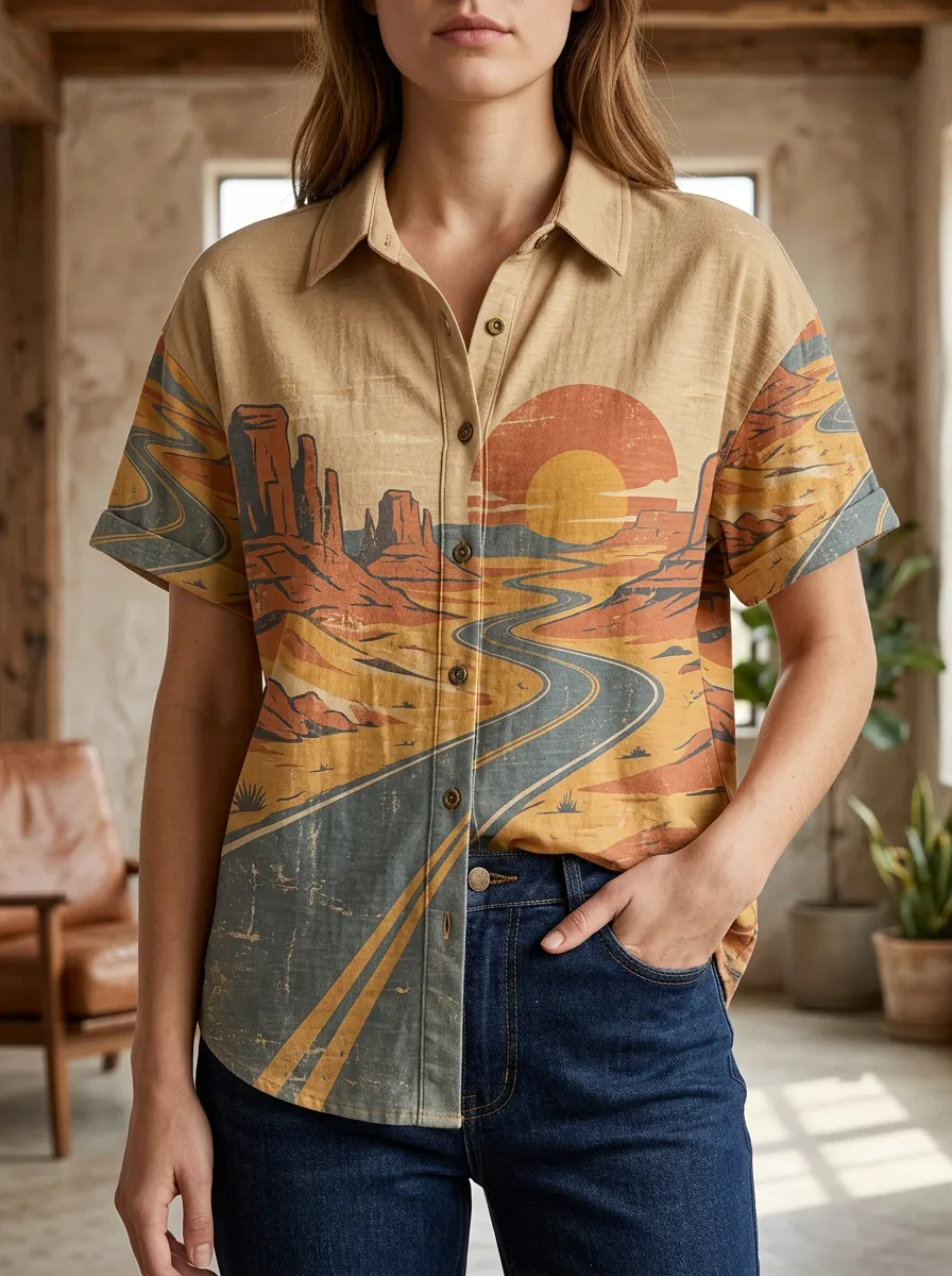 Women's Everyday Desert Road Trip Sunset Shirt