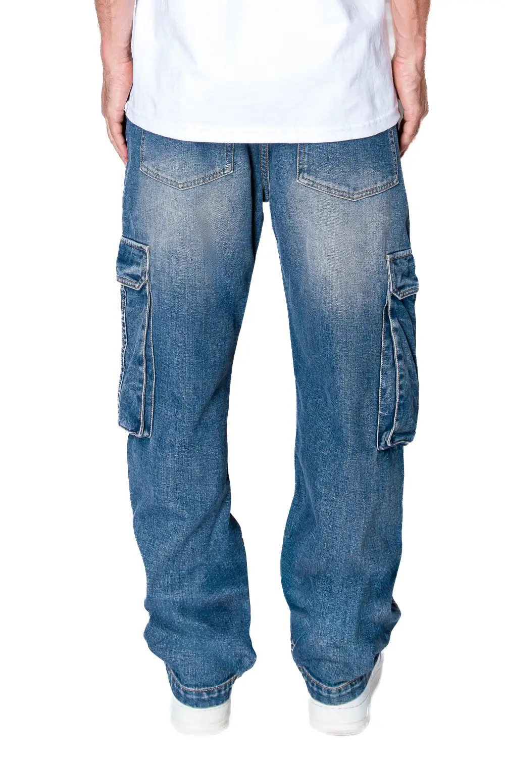 Men's Front Seam Baggy Fit Cargo Denim Jeans