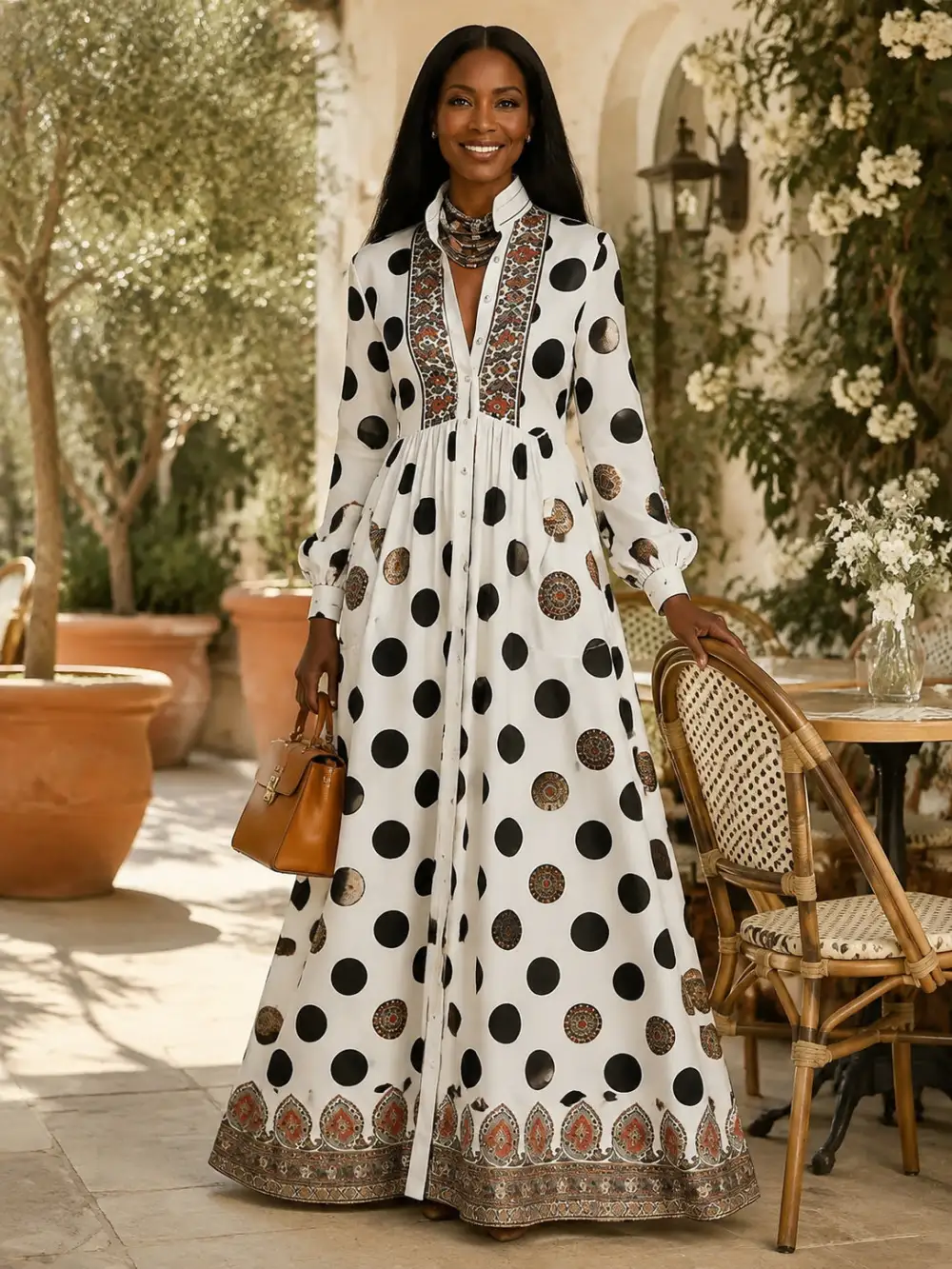 🌿Women's Long Sleeve Printed Maxi Shirt Dress👗