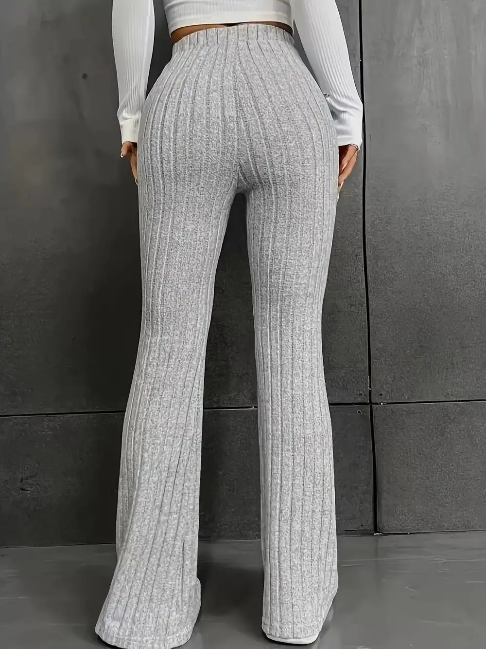 Knit High Waist Flared Casual Pants