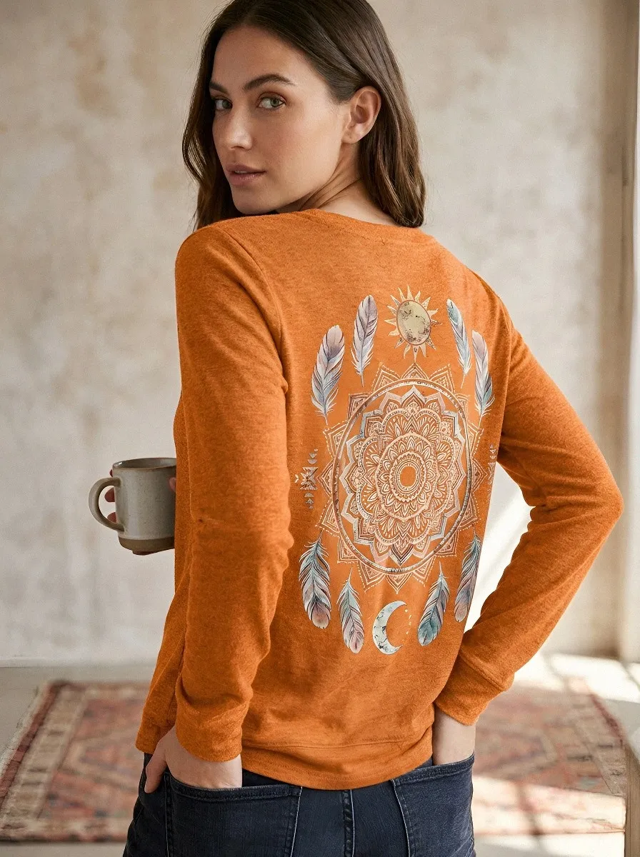 Boho Mandala Feather T-Shirt Classic