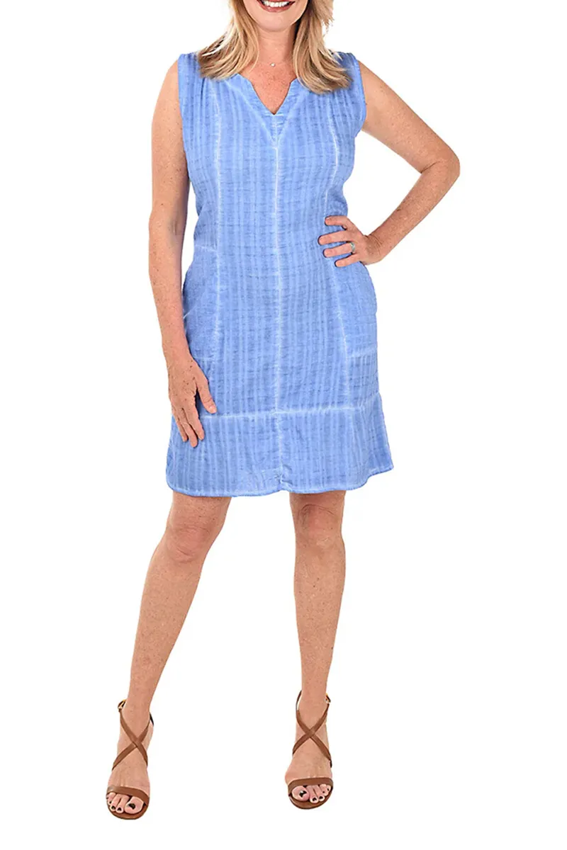 Mineral Washed Patchwork Sleeveless Dress