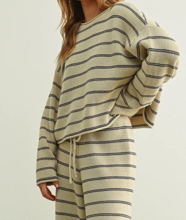 Striped Pattern Long Sleeve Sweater Top