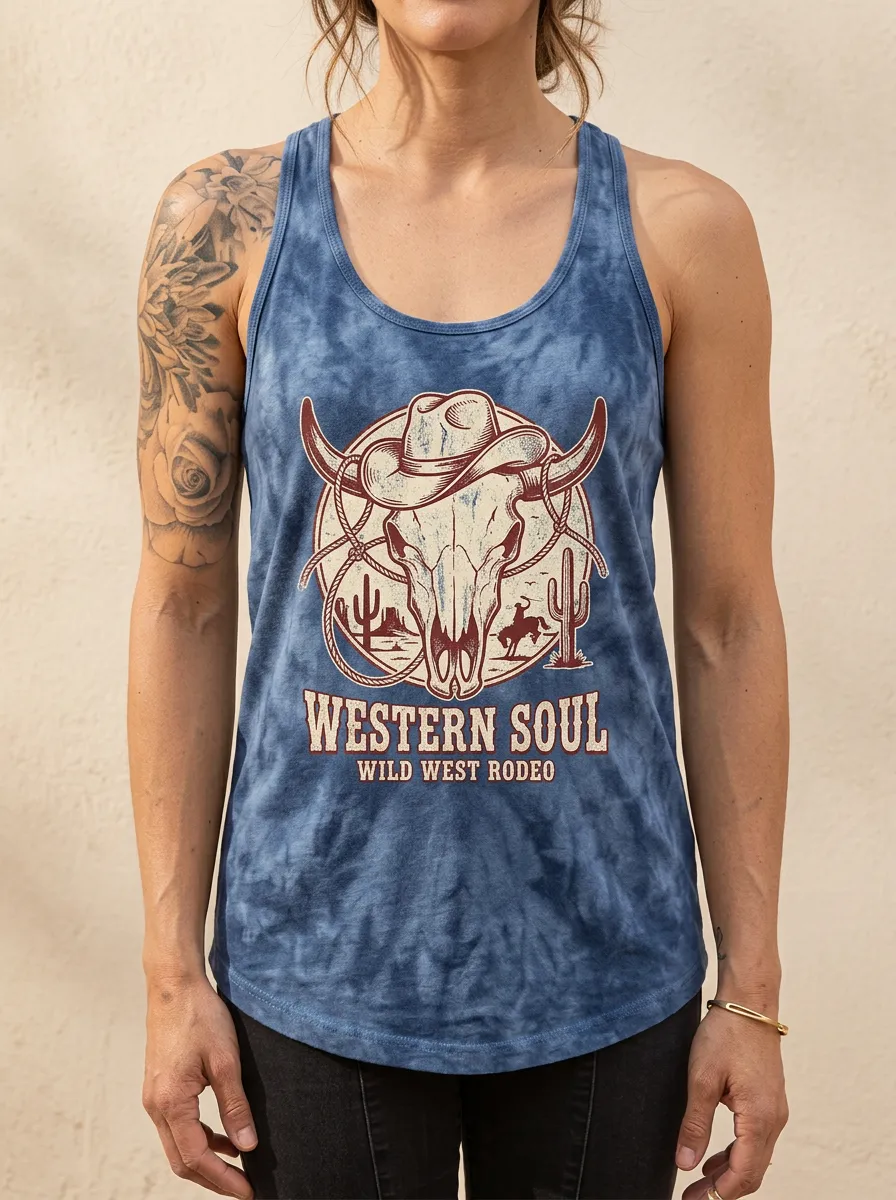 Western Soul Cow Tank Top Modern