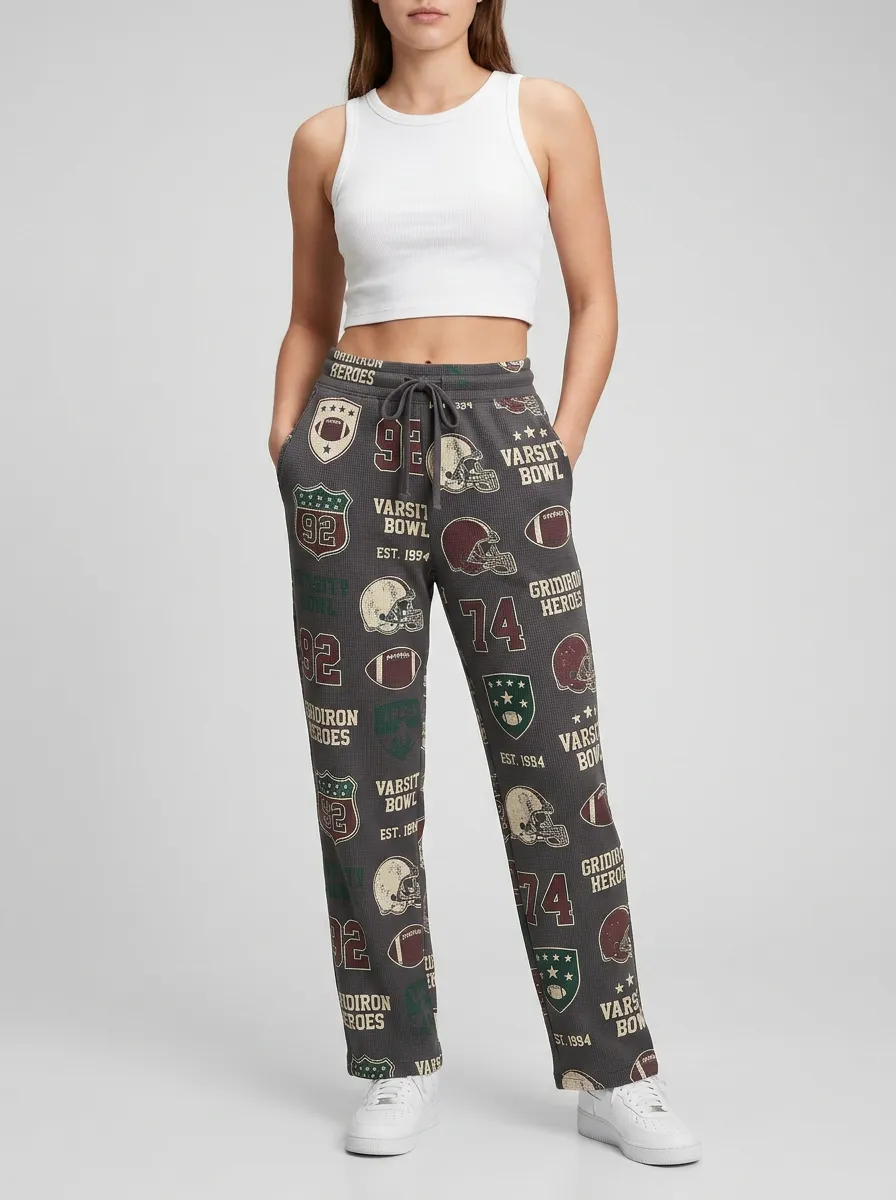 Women's Football Lover Varsity Bowl Helmet Printed Joggers