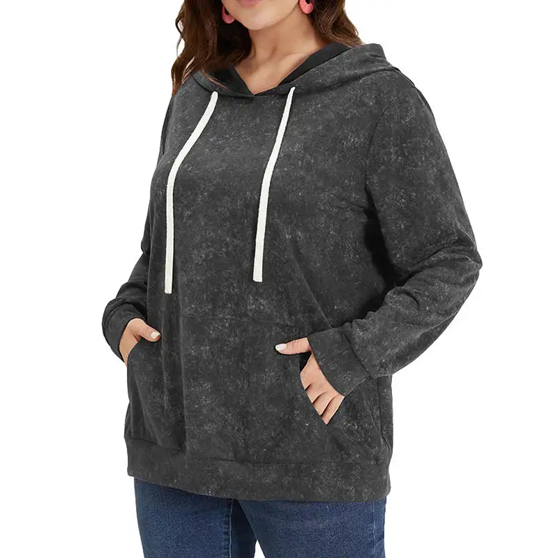 Drawstring Pocketed Long-Sleeve Textured Hoodie