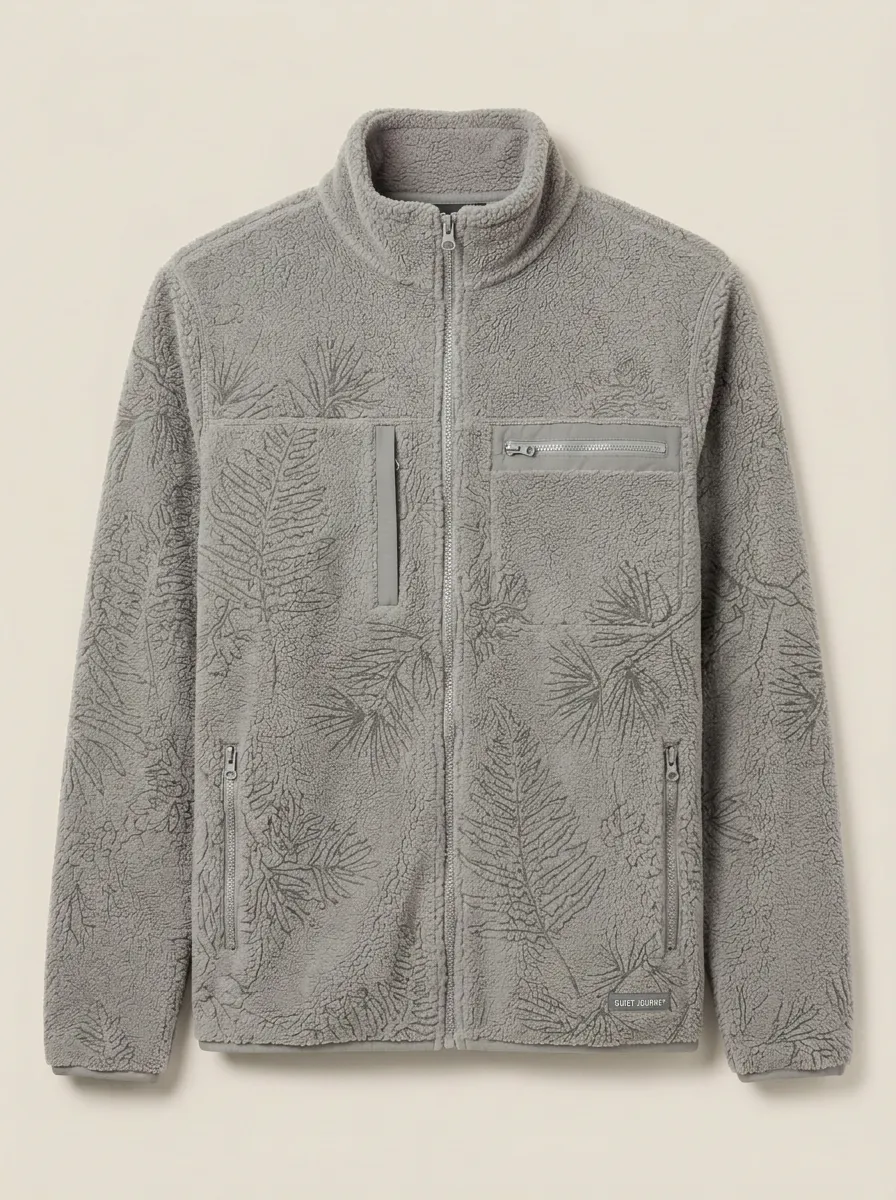 Nature Fern Leaf Fleece Zip Jacket