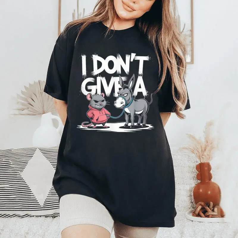I Dont Give A Rats Donkey Mouse Rat Meme Merch Women's Oversized Comfort T-Shirt