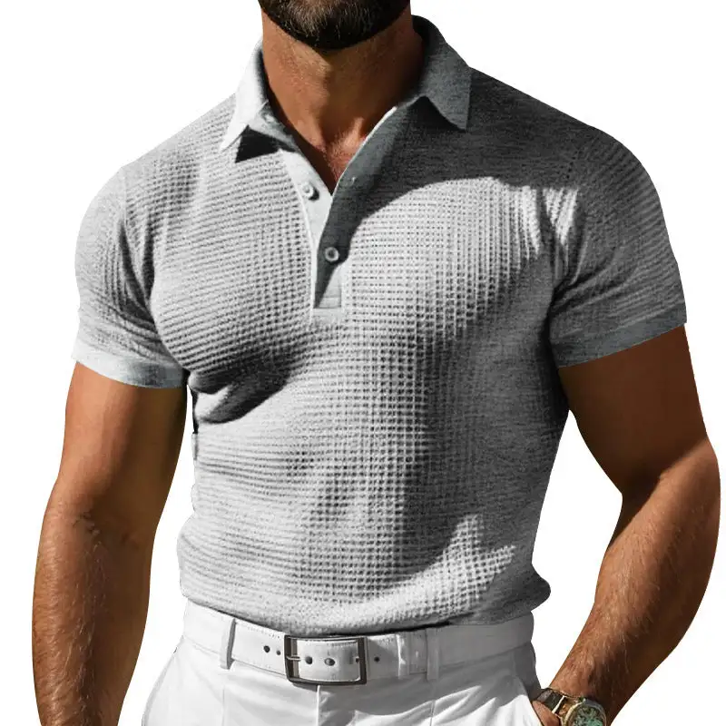 Waffle Texture Pique Fitted Polo Shirt