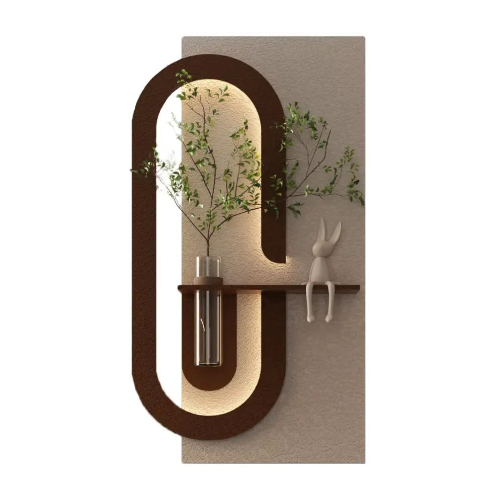 Sculptural Botanical Wall Decor with LED Lighting Mirror