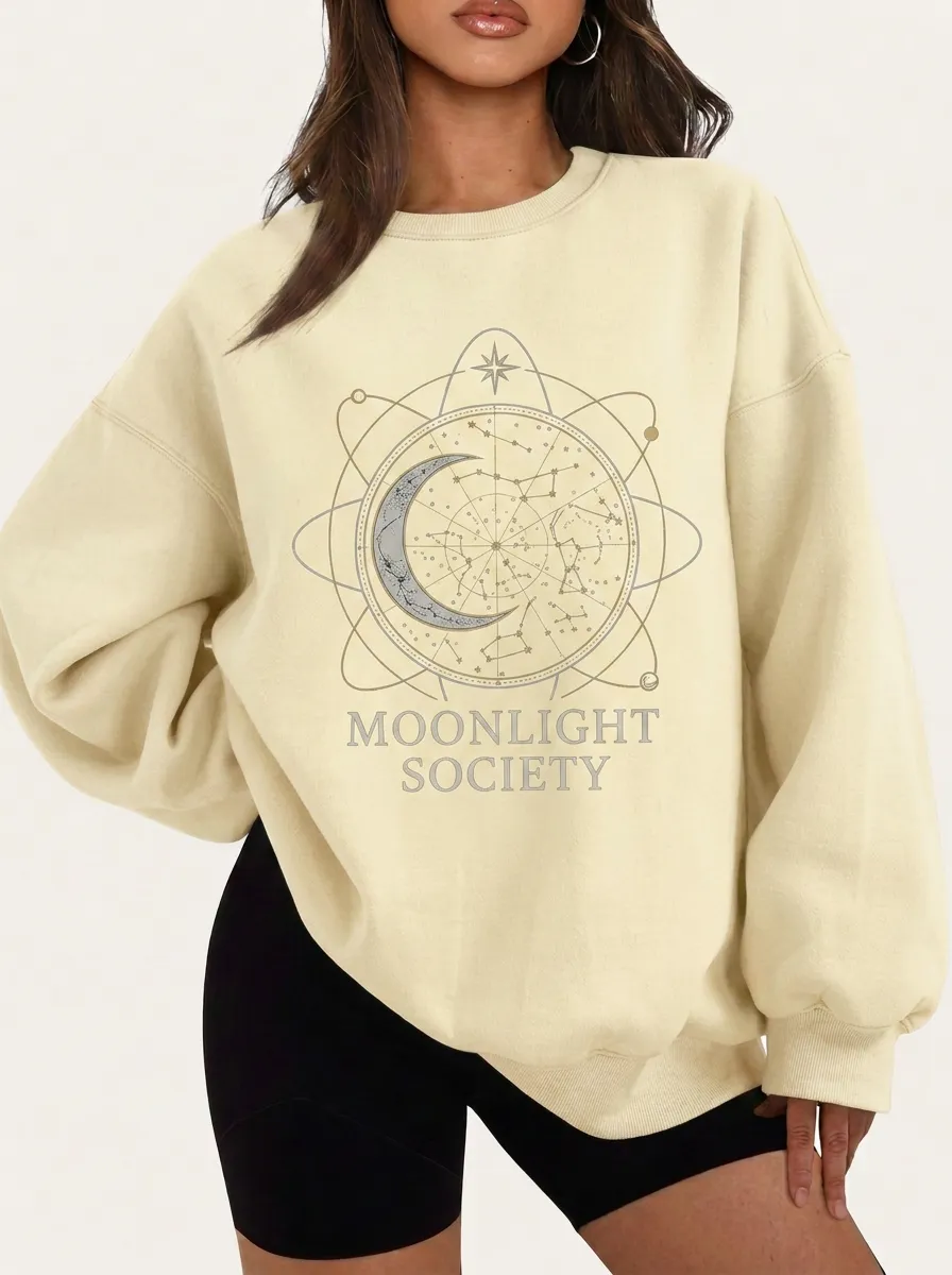 Women's Celestial Moonlight Society Constellation Printed T-shirt