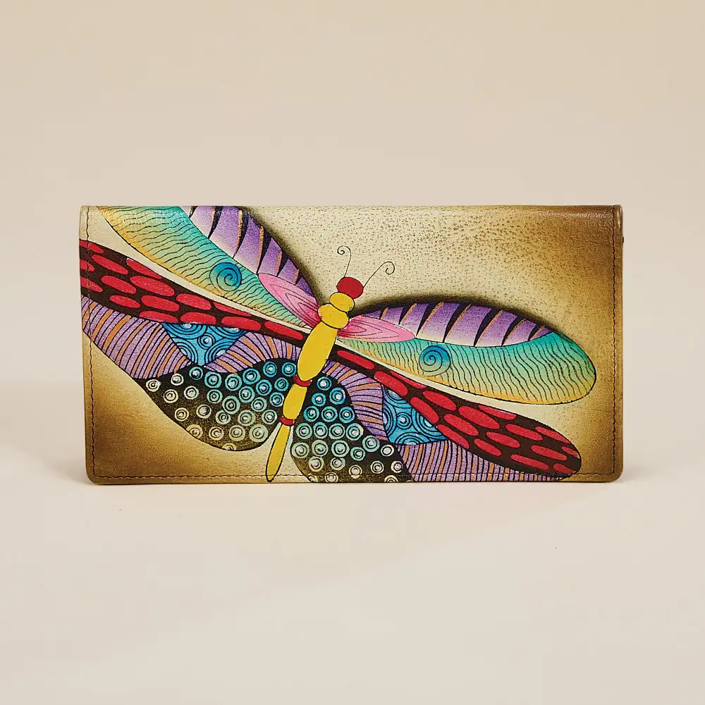 Hand-Painted Dragonfly Motif Wallet