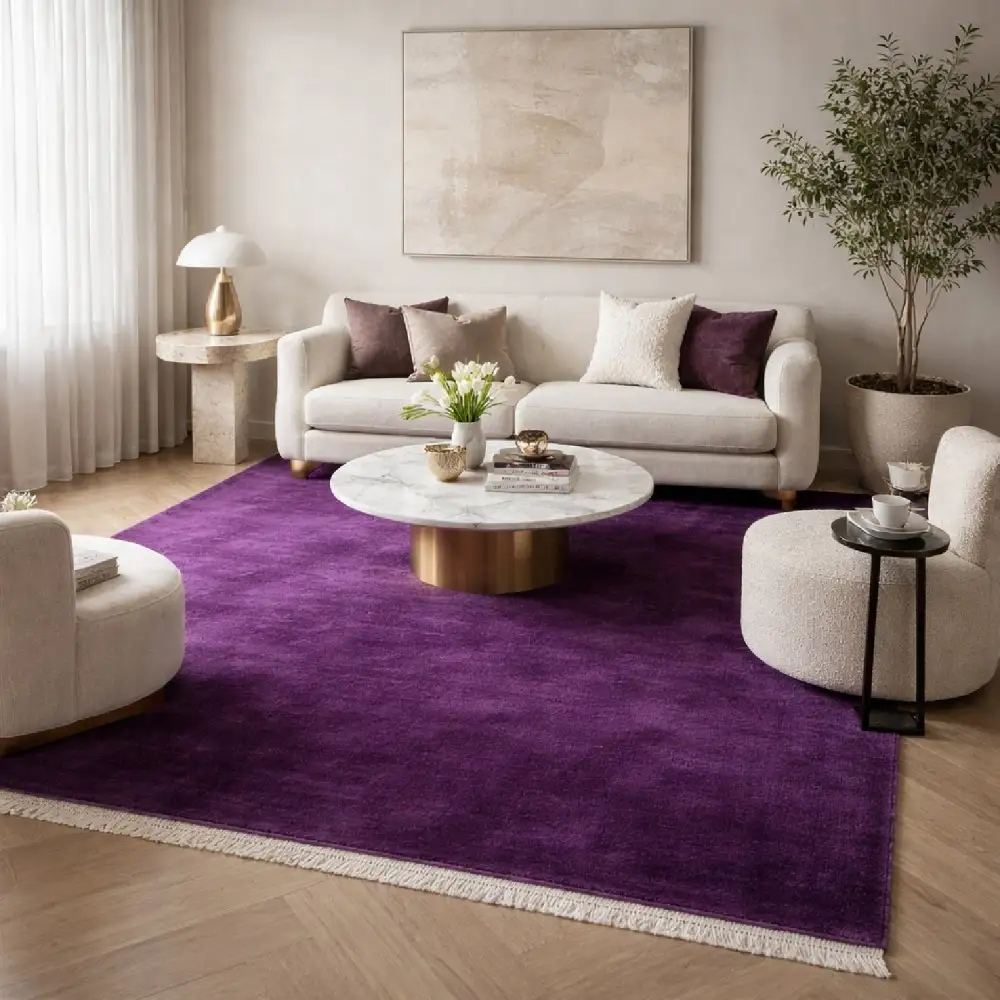 Hand-Loomed Wool Fringe Square Carpet