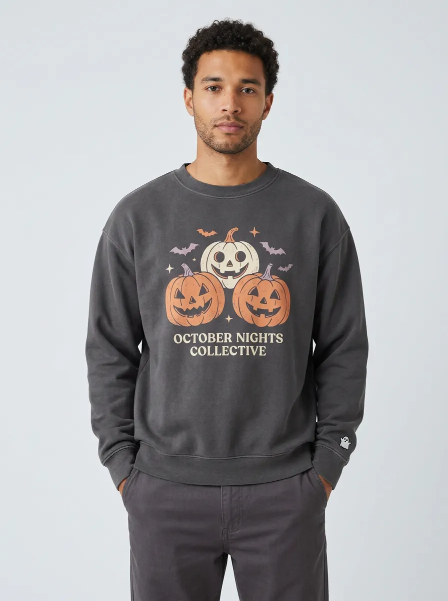 Men's Halloween October Night Pumpkin Sweatshirt