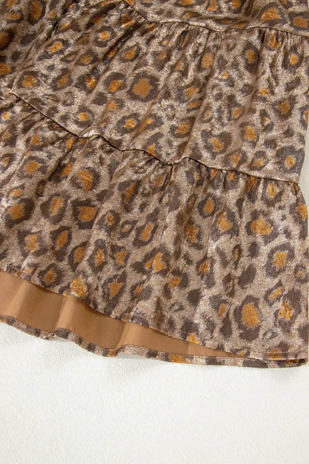 Animal Print V Neck Ruffle Mini Dress