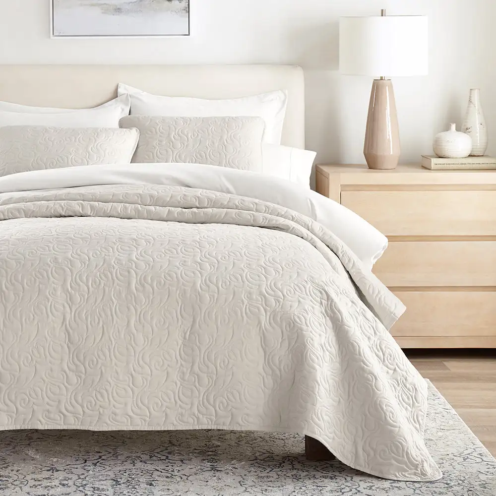 Floral Stitch Quilted Coverlet Set