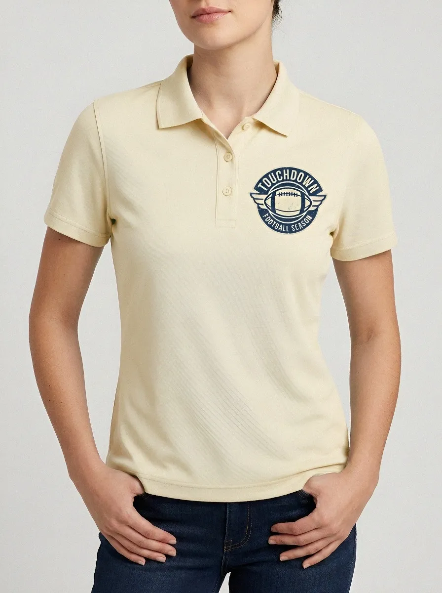 Women's Easygoing American Football Touchdown Season Printed Polo Shirt