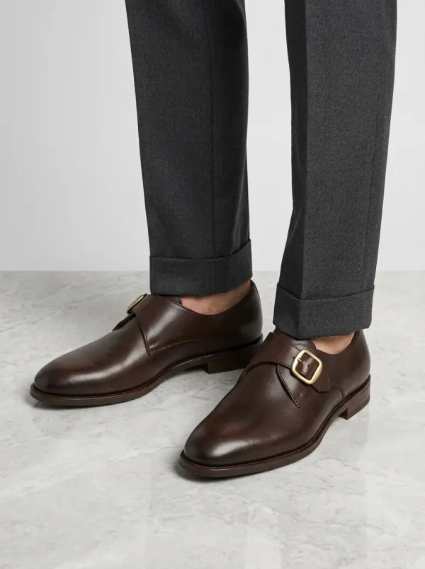 Men's Easygoing Classic Leather Single Monk Strap Dress Shoes