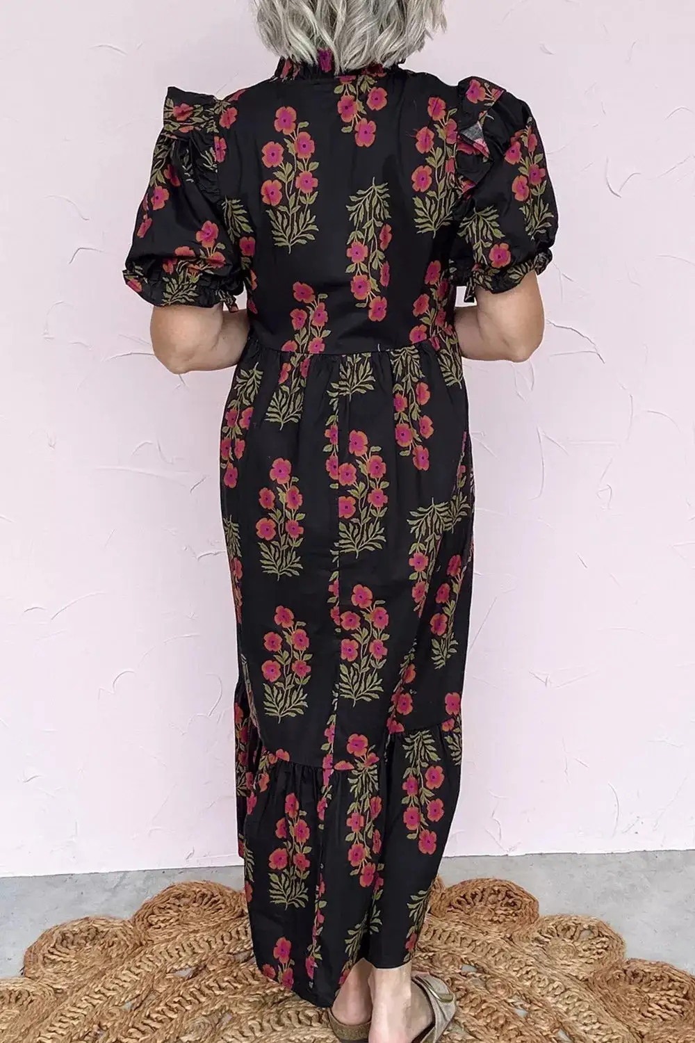 Floral Print Tiered Maxi Dress