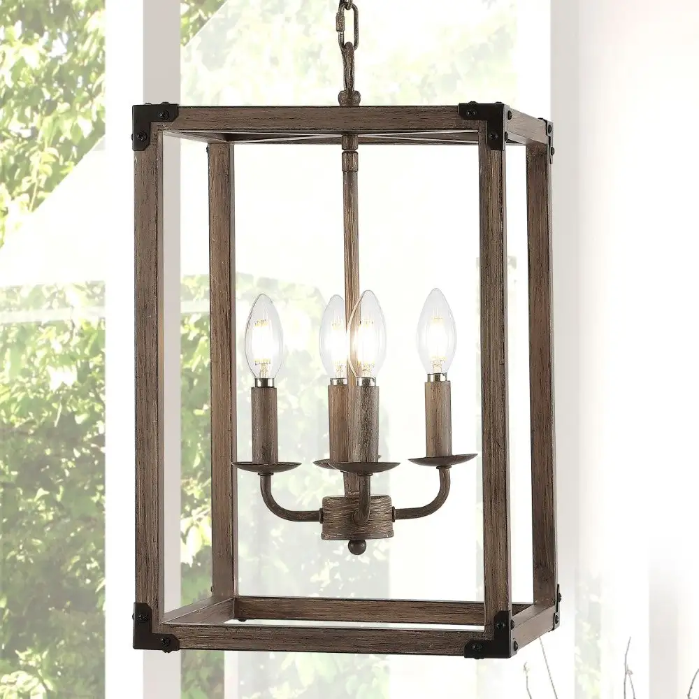 Four-Light Adjustable Iron Rustic Farmhouse LED Pendant