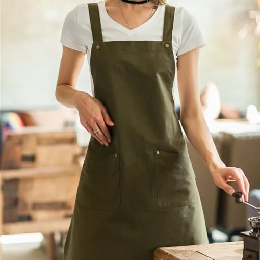 Bib Polyester Cotton Crossback Kitchen Work Apron