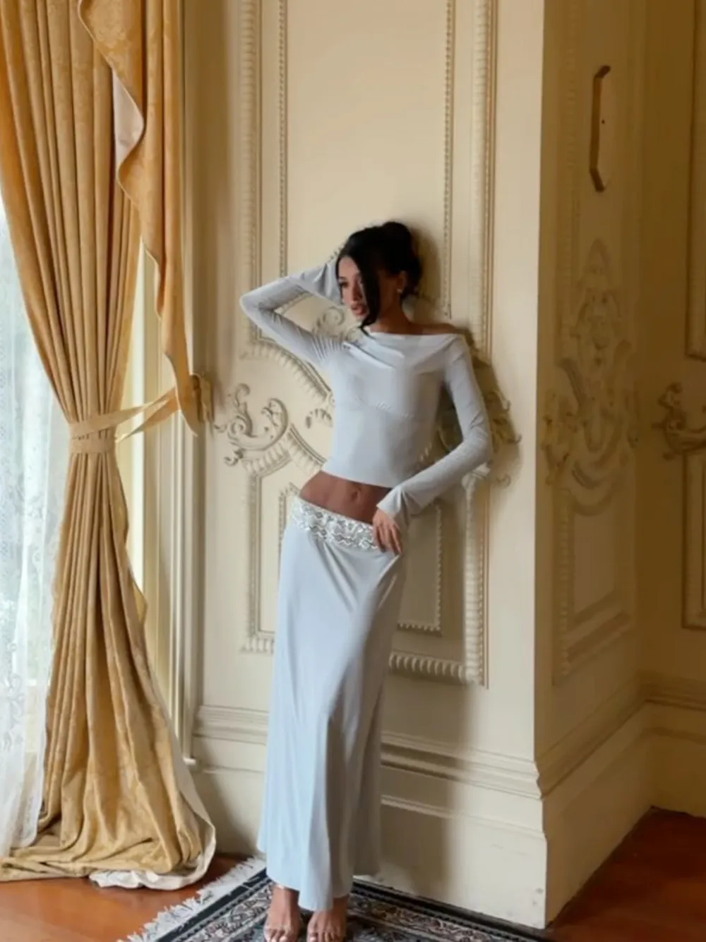 Thea Sequin Maxi Skirt Set