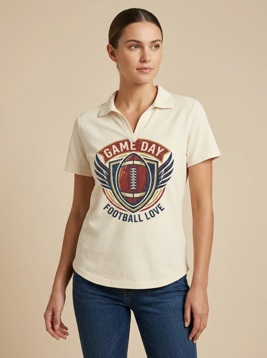 Football Inspired Casual Polo Shirt