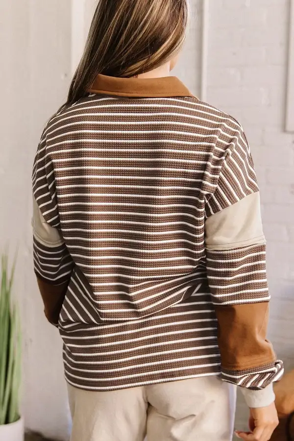 Drop Shoulder Striped Sweatshirt