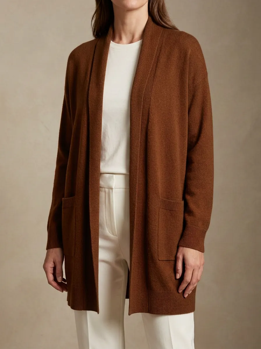 Tailored Open-Front Knit Cardigan