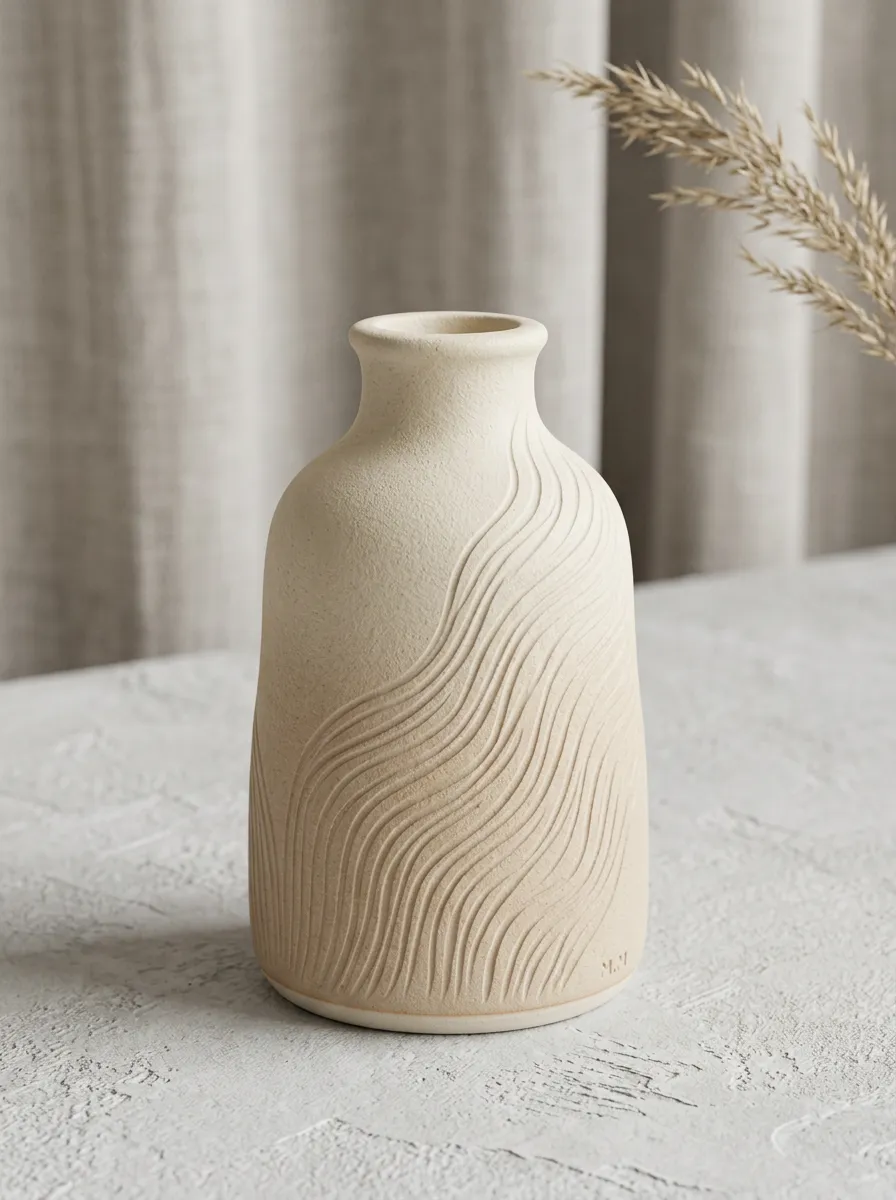 Minimalist Wavy Texture Printed Table Vase