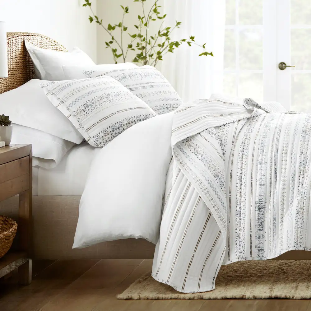 Stripe Reversible Quilted Coverlet Set