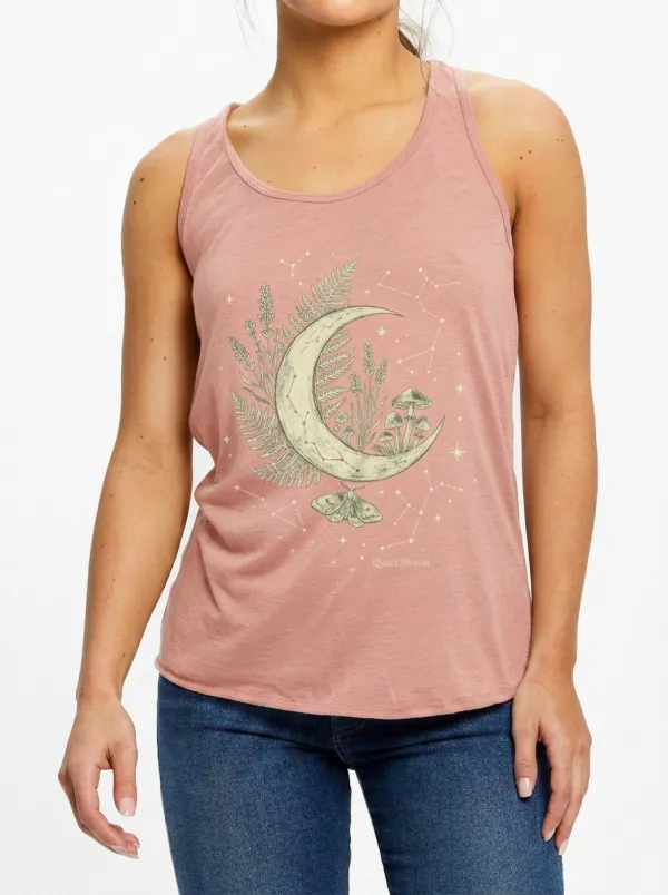 Women's Celestial Mushroom Fern Moon Printed Tank Top