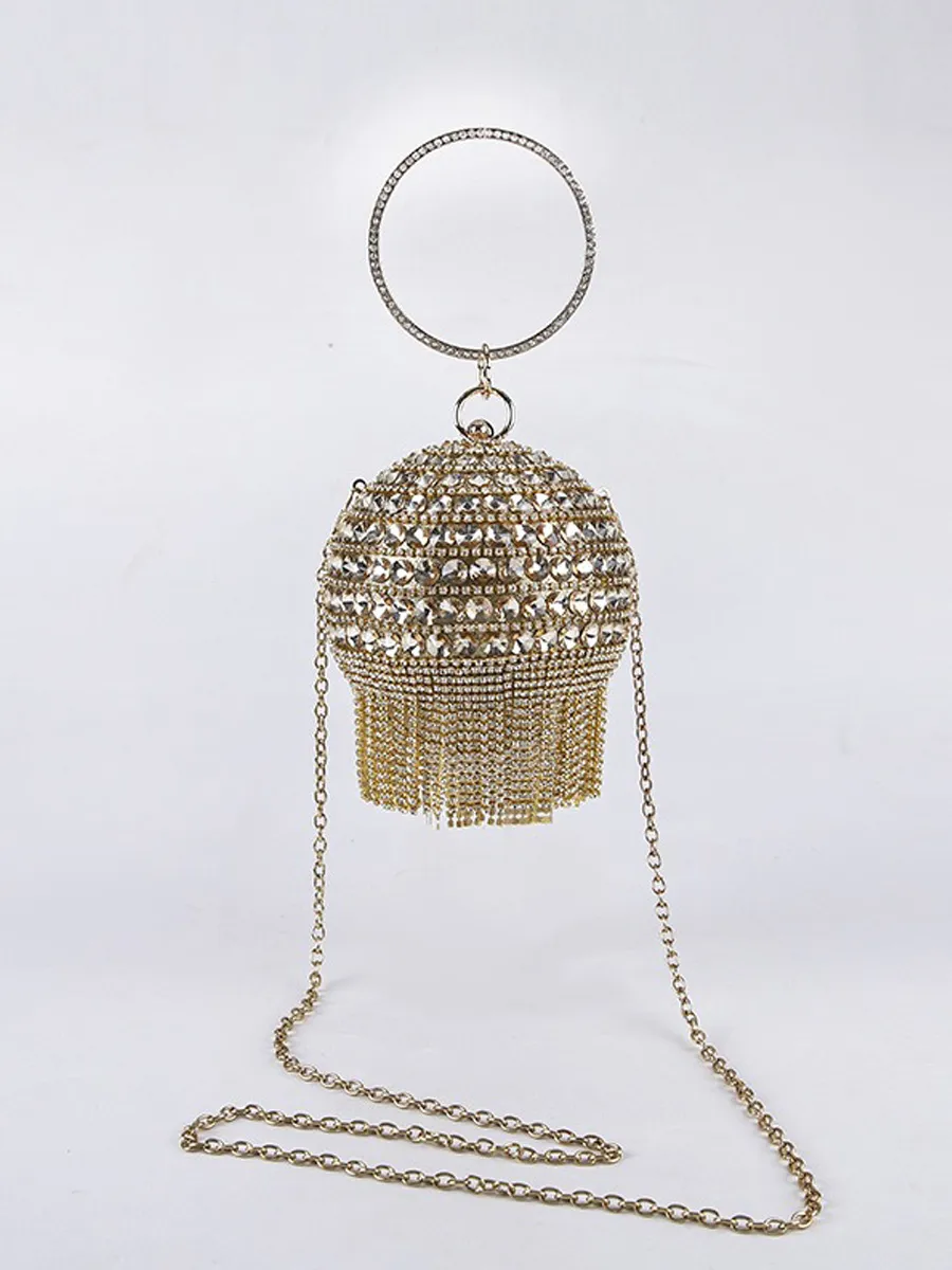 Guinevere Rhinestone Tassel Sphere Bag