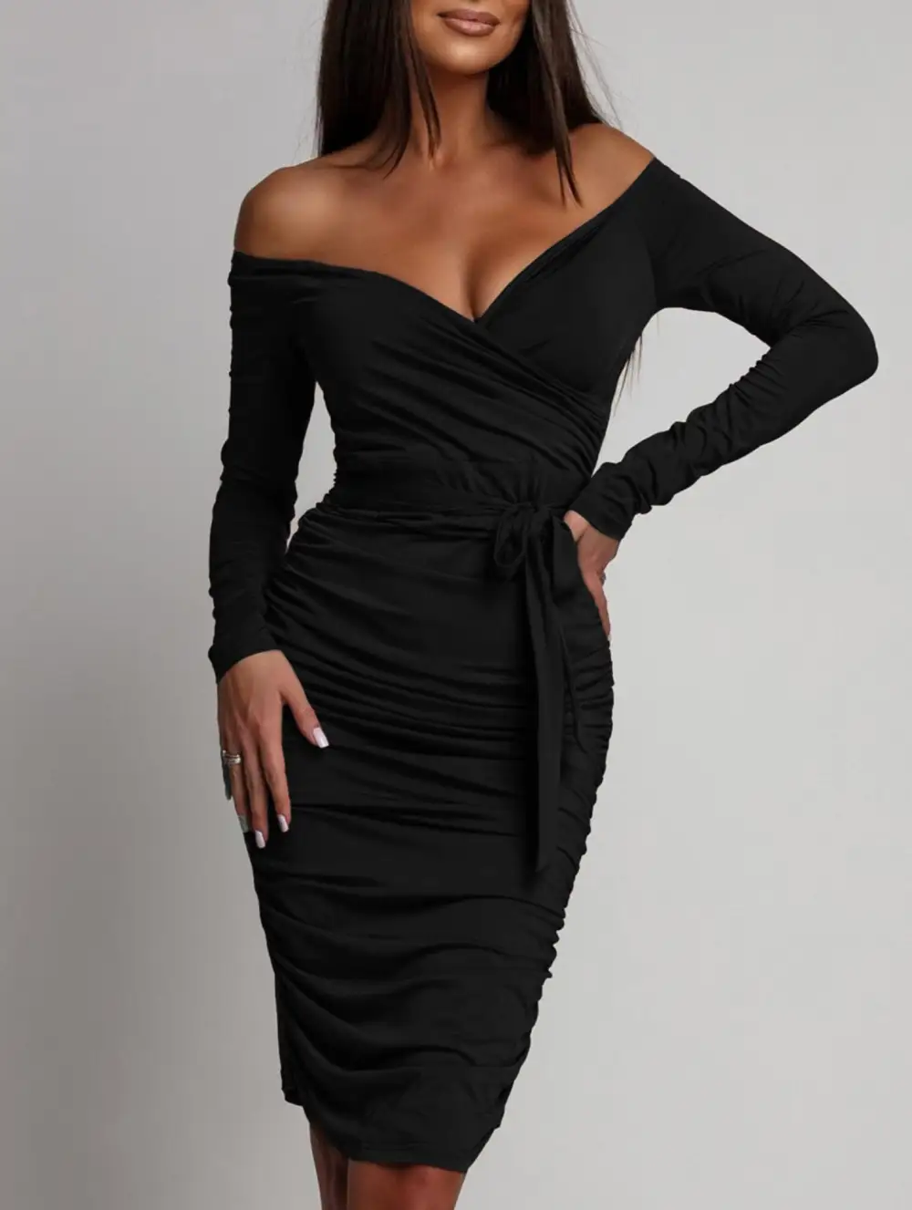 Square Neck Asymmetrical Slim Mini Dress