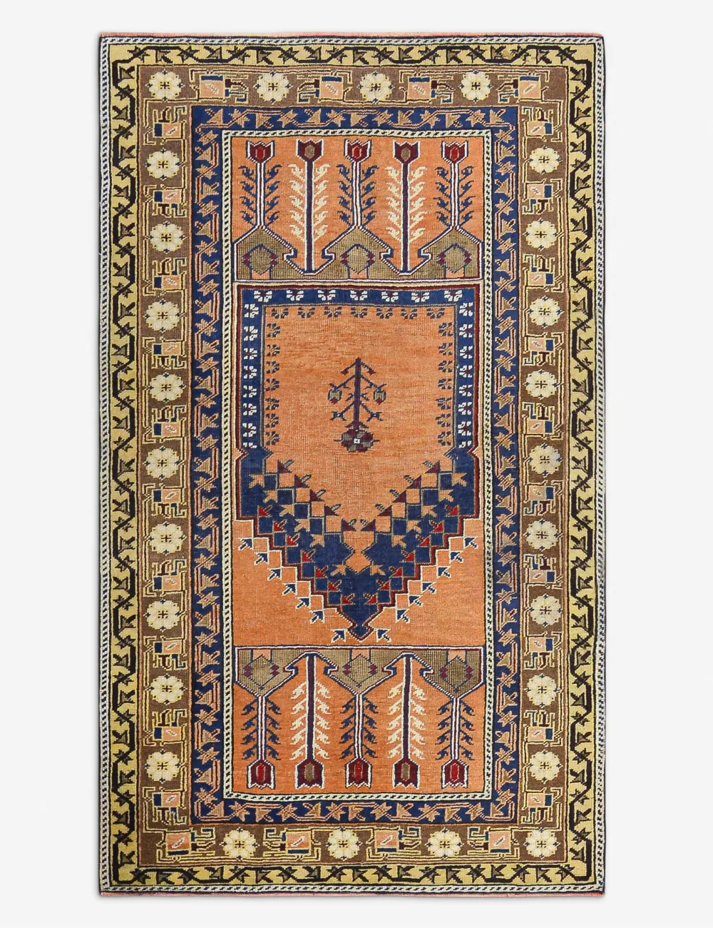 Rich Vintage Inspired Striking Turkish Inspired Hand Knotted Wool Area Rug