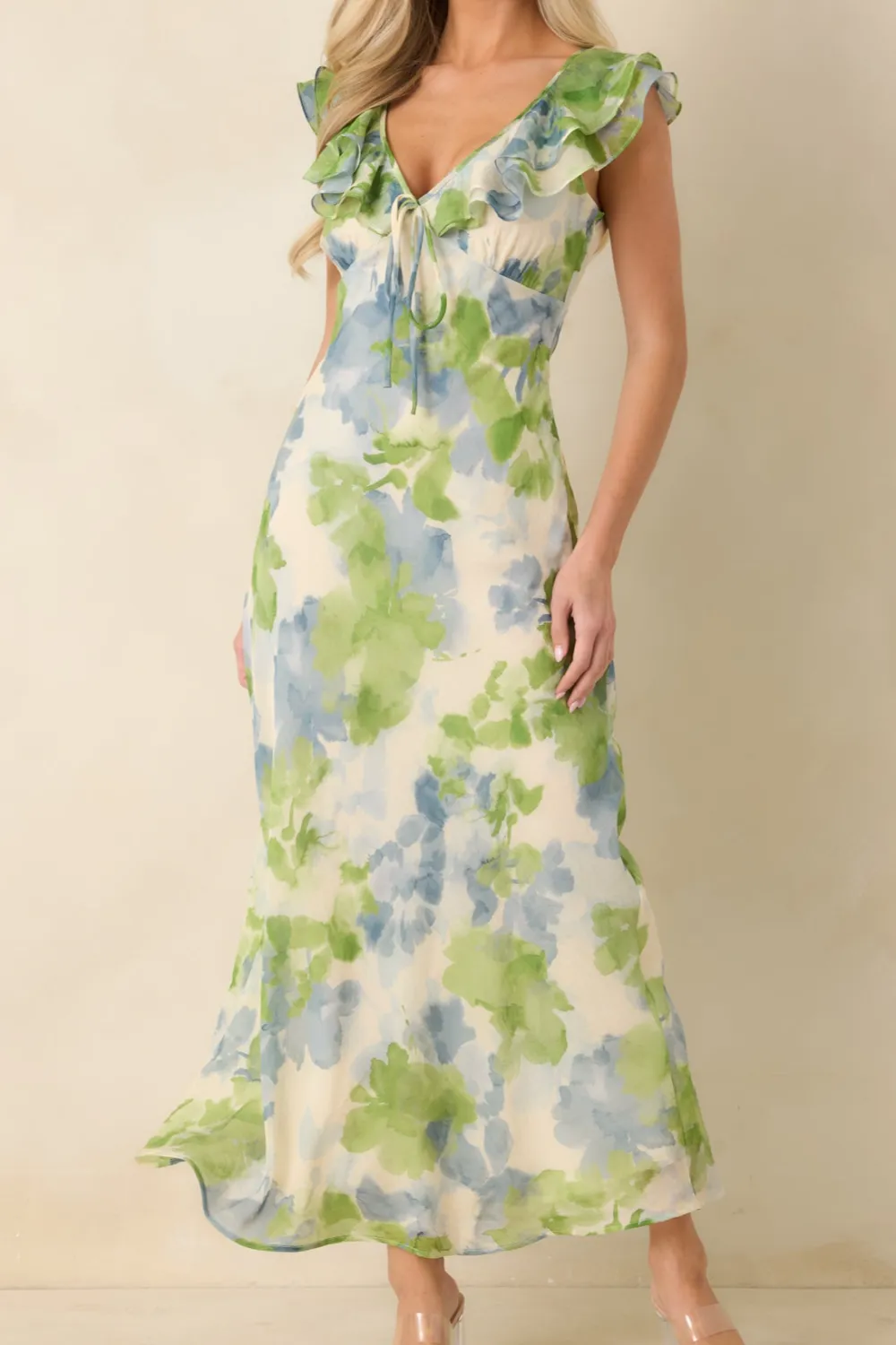 Green Floral Midi Dress