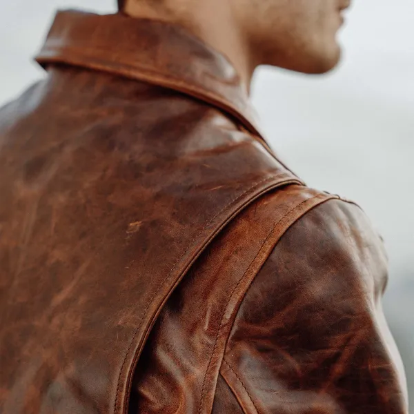 Classic Leather Horsehide Men's Casual Jacket
