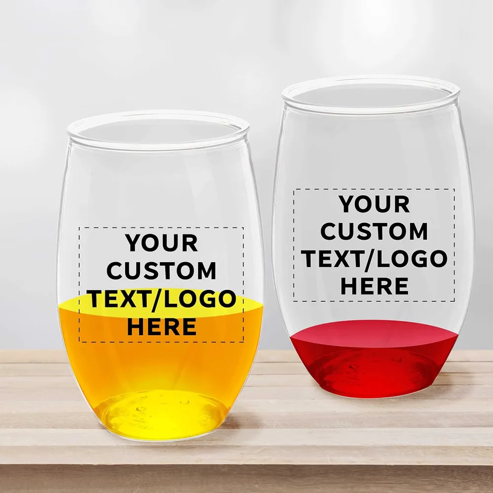 Custom Plastic Stemless Wine Glasses