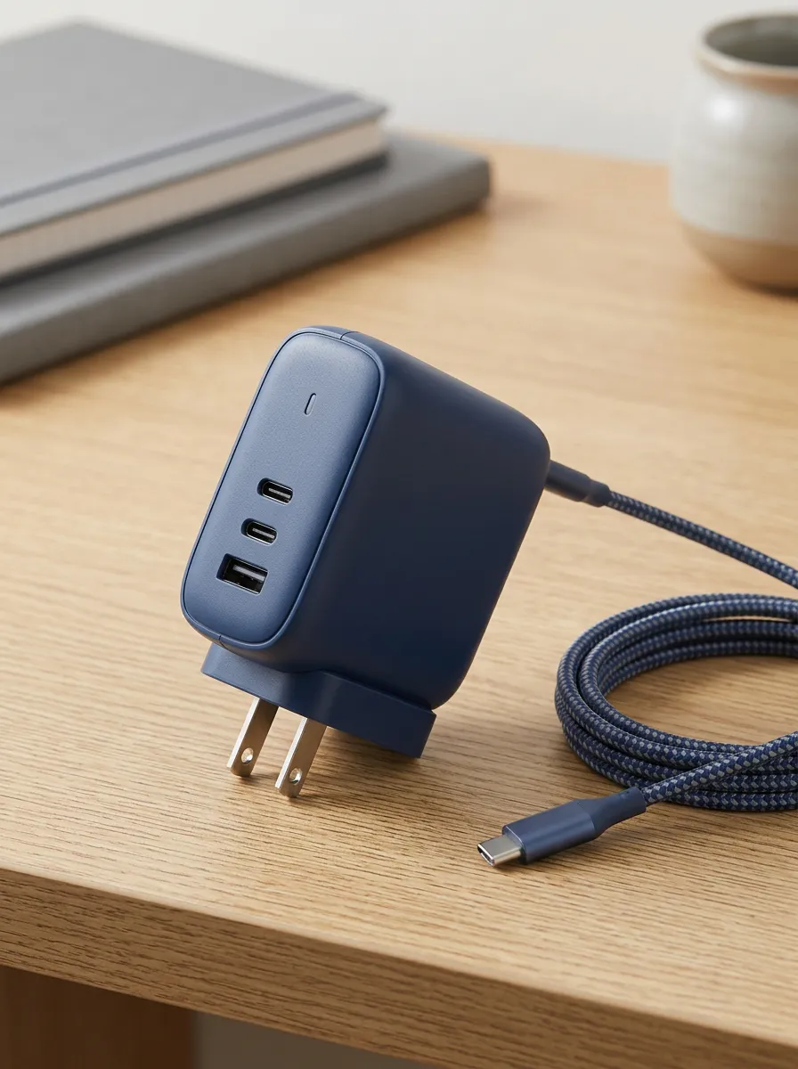 Navy Blue Triple Port Wall Charger