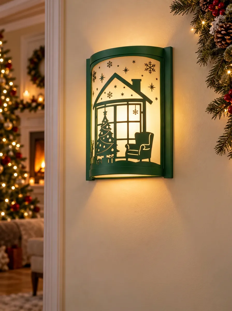 House Tree Snowflake Christmas Wall Light