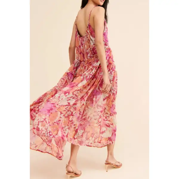 Frill V-Neck Midi Dress