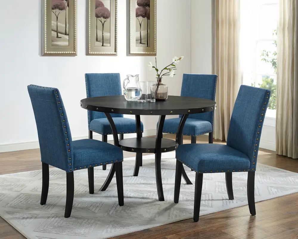 Upholstered Dining Chairs with Nailhead Trim Set of Two
