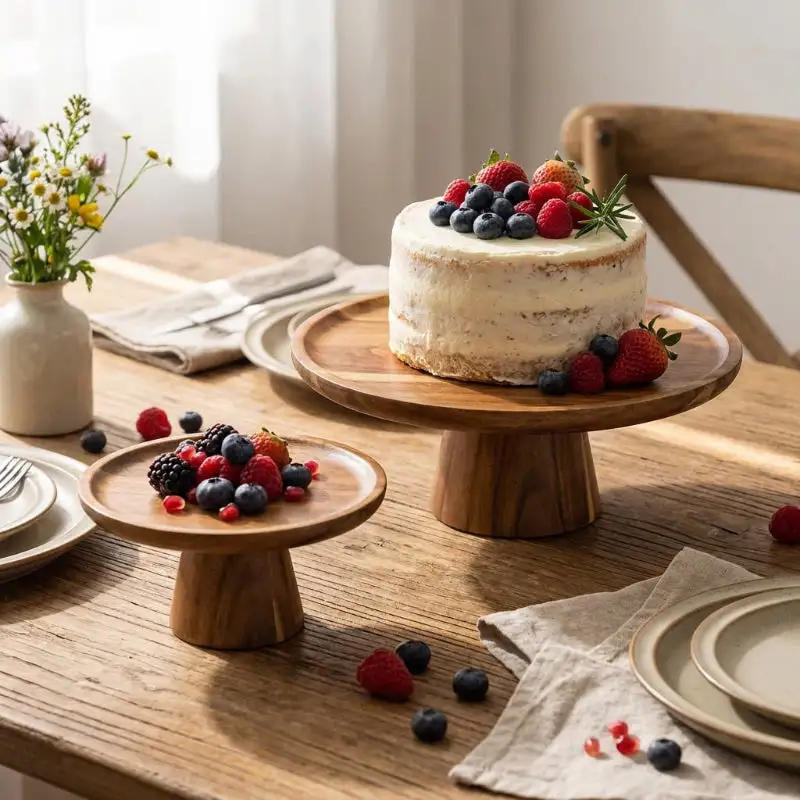 Solid Wood Pedestal Cake Stand
