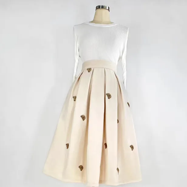 Simple Leisure Everyday Casual Embroidered Skirt