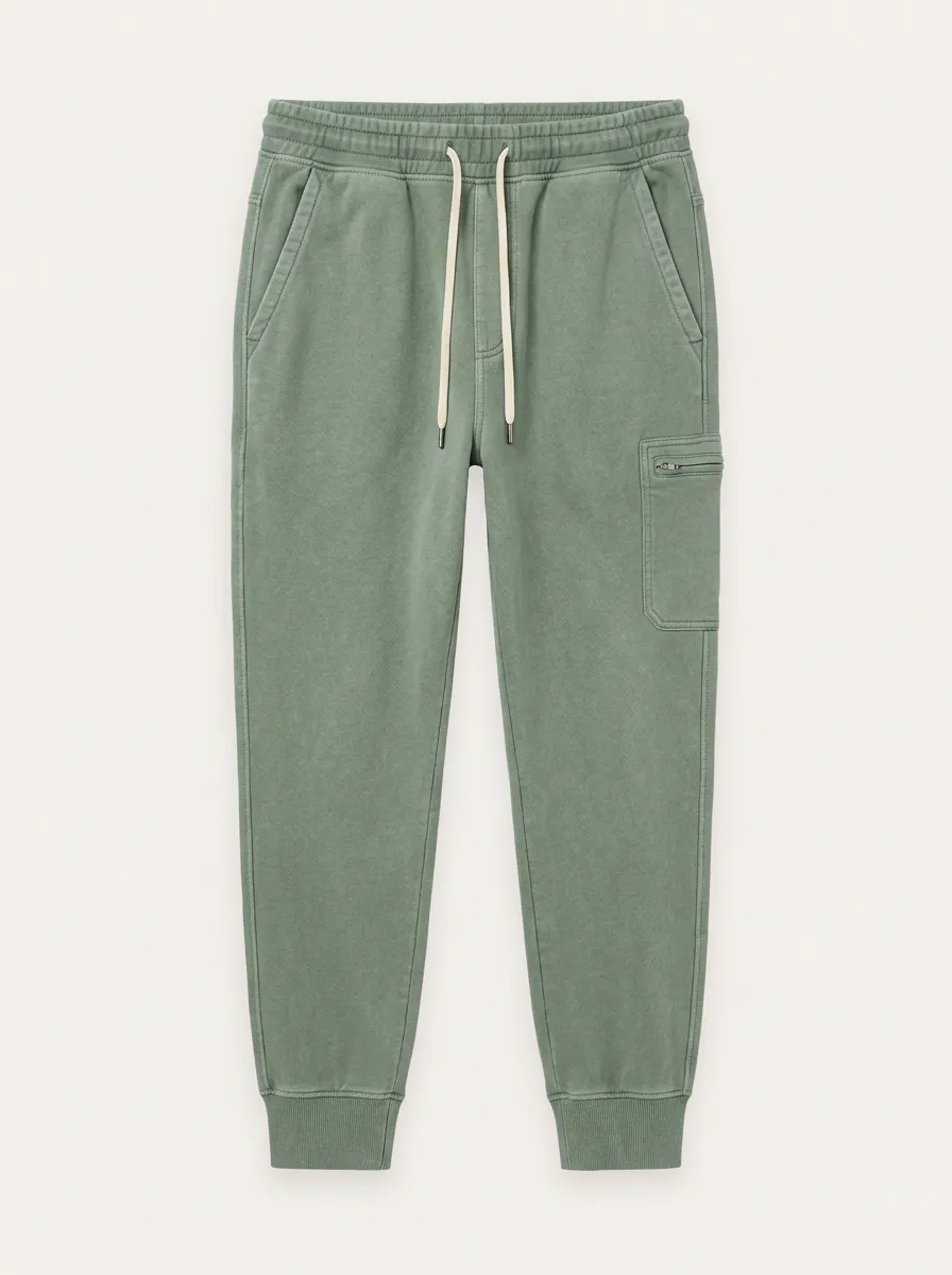 Unisex Casual Sage Green Cargo Pocket Jogger Sweatpants