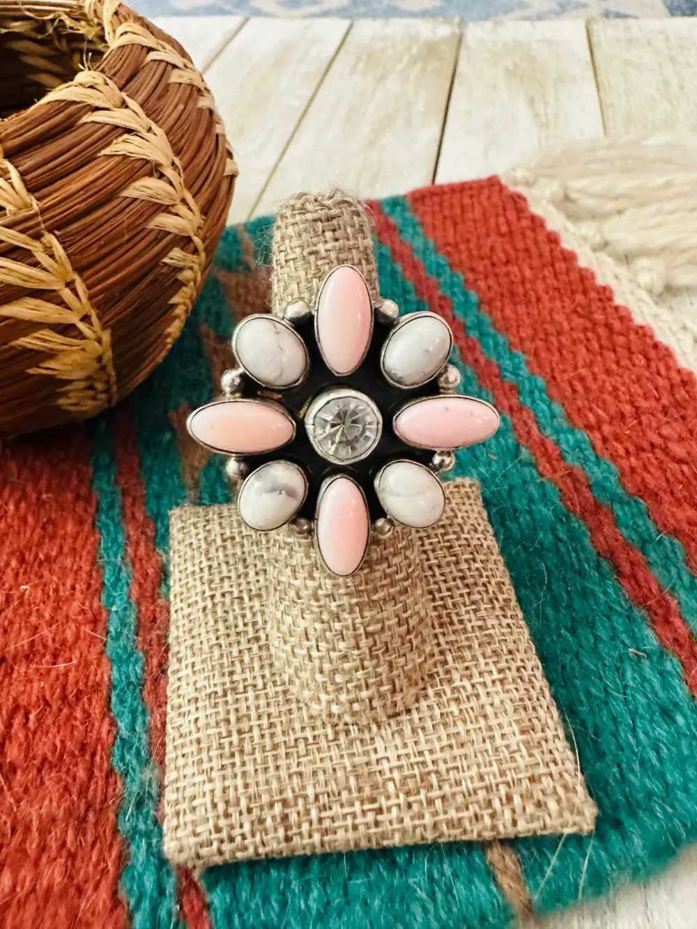 Cluster Adjustable Conch Shell Sterling Silver Ring