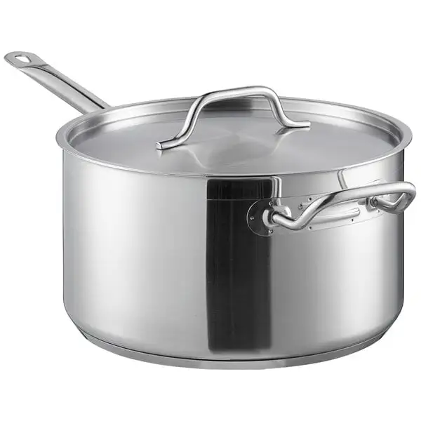 Deep Stainless Steel Sauce Pan with Aluminum Clad Bottom and Cover